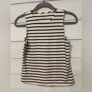 Anthropology -Marled Essentials Black and White Fitted Sleeveless Tank Top